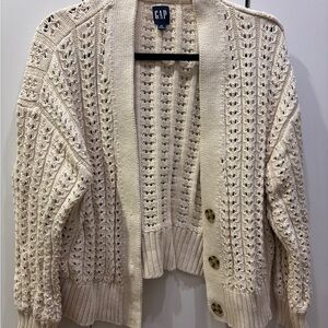 GAP Women's Cream Open-Knit Cardigan